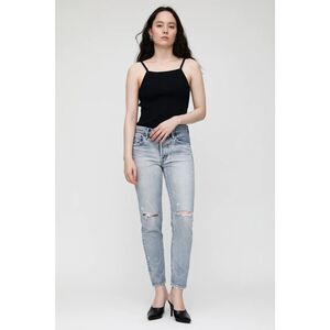Moussy Vintage Maverick Tapered Ankle Light Wash Paint Splatter Jeans Size 27